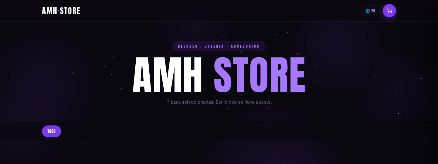 Portada del catálogo de AMH Store en computadora
