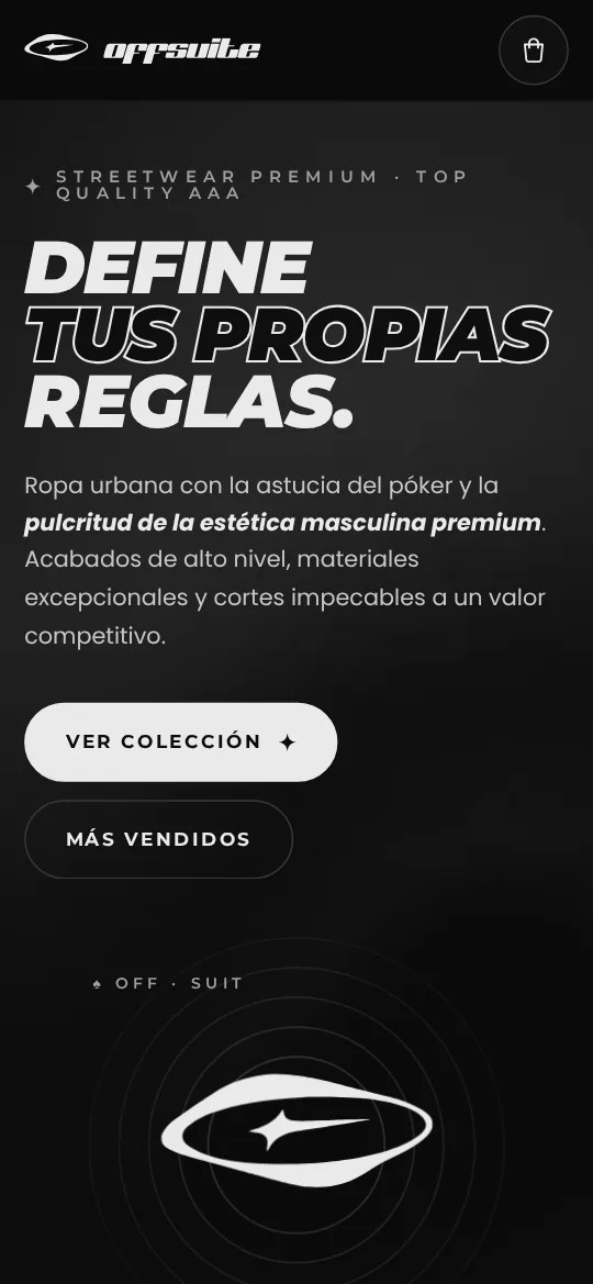 Portada de Offsuite en el celular con el isotipo de la marca